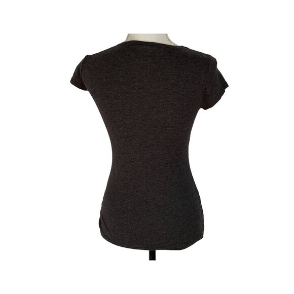 Disney Women's Size S Charcoal Gray Patriotic Bling Mickey Mouse Cap Sleeve Top - Picture 2 of 8